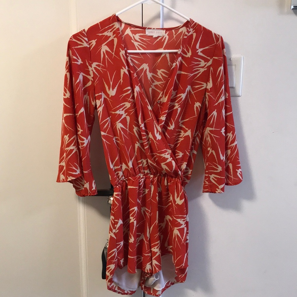 Red long sleeve romper